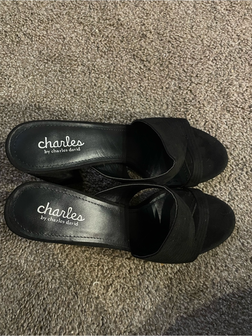 Charles By Charles David Black Crossover Slide Mules